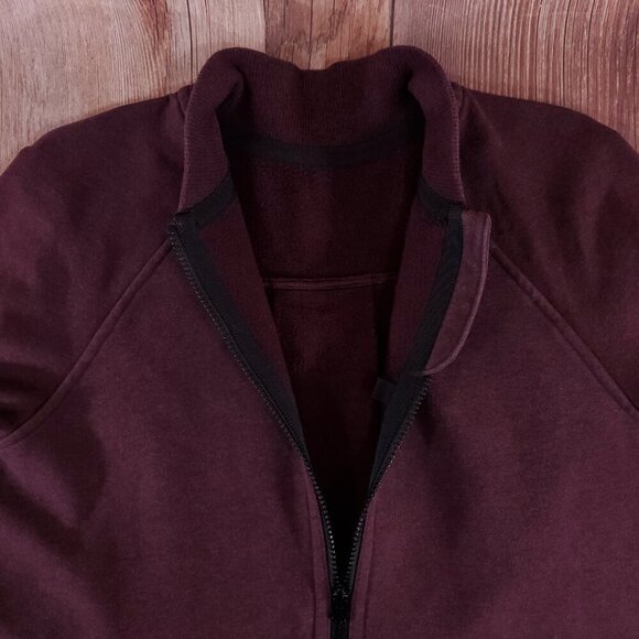 *FLAWS* Lululemon Size 8 Heathered Bordeaux Drama Pleat to Street Bomber Jacket - Picture 8 of 16